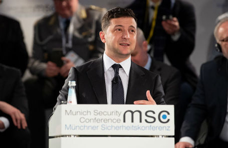 Президент Украины Владимир Зеленский на 56-й конференции по вопросам безопасности.