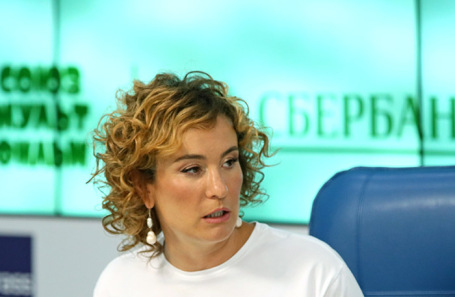 Глава правления «Союзмультфильма» Юлиана Слащева на пресс-конференции по вопросам сотрудничества киностудии со Сбербанком.