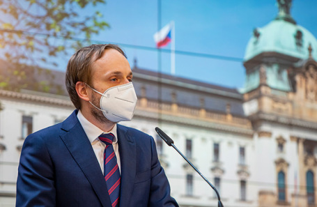 Глава МИД Чехии Якуб Кулганек на пресс-конференции в Праге относительно ситуации вокруг дипломатов России и Чехии.