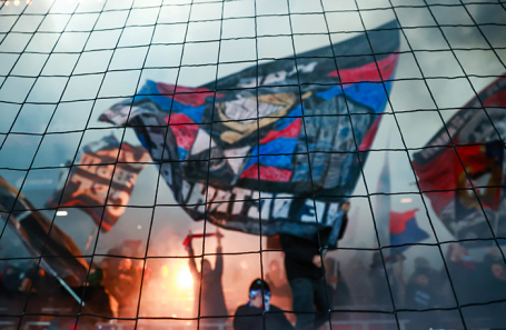 Болельщики ЦСКА на матче чемпионата России по футболу между командами ЦСКА и «Зенит».