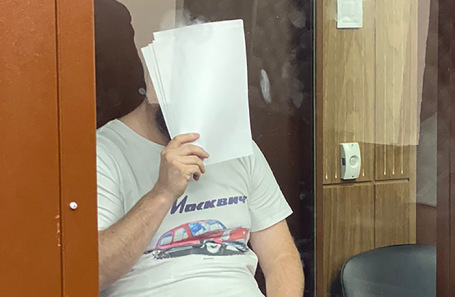 Александр Лефель во время избрания меры пресечения в зале Тверского районного суда. Октябрь, 2021 года.