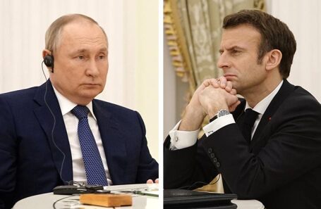 Владимир Путин и Эммануэль Макрон.