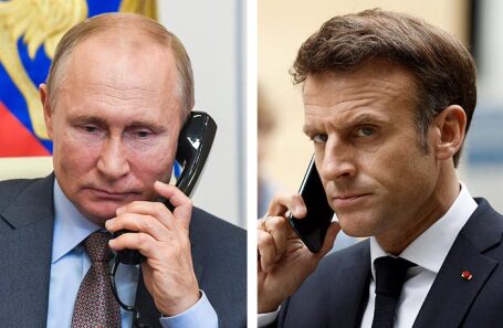 Владимир Путин. Эммануэль Макрон.