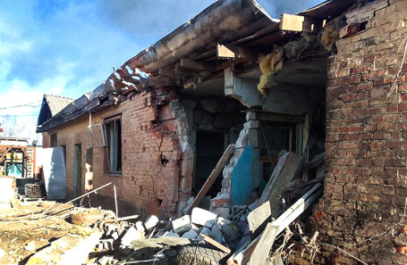 Шебекино. Здание, пострадавшее в результате обстрела со стороны ВСУ.