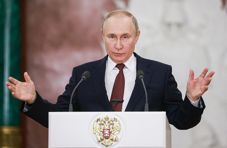 Президент России Владимир Путин во время пресс-конференции по итогам заседания Государственного совета РФ.