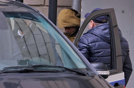 Эван Гершкович, задержанный по делу о шпионаже, у Лефортовского суда.