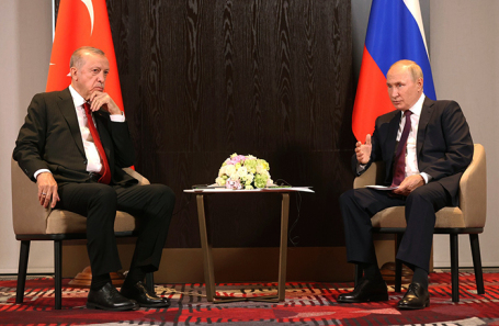 Президент Турции Реджеп Тайип Эрдоган (слева) и президент РФ Владимир Путин.