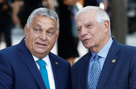 Премьер-министр Венгрии Виктор Орбан и Верховный представитель Европейского Союза по иностранным делам и политике безопасности Жозеп Боррель.