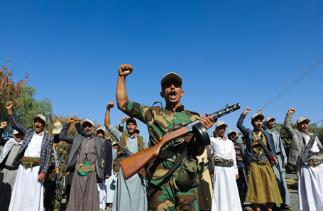 Демонстрация хуситов в Сане в знак поддержки палестинцев.