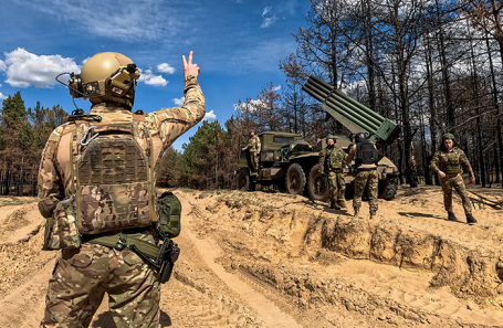 Работа боевых расчетов РСЗО «Град» в зоне СВО.