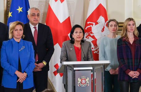 Пресс-конференция президента Грузии Саломе Зурабишвили по итогам парламентских выборов. Тбилиси.