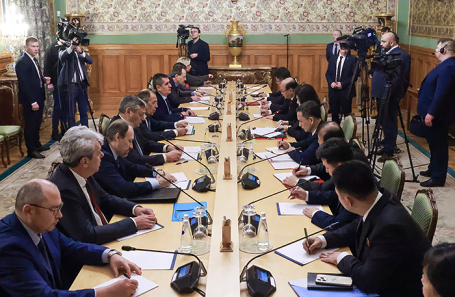 Переговоры министра иностранных дел РФ Сергея Лаврова и министра иностранных дел КНДР Цой Сон Хи в Доме приемов МИД РФ.