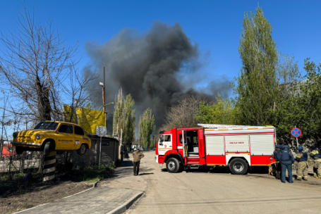 Донецк, 20 апреля. Последствия обстрела города.