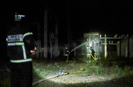 Ликвидация последствий атаки БПЛА ВСУ на электроподстанцию. 