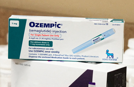 Medication packaging, likely semaglutide-based drugs