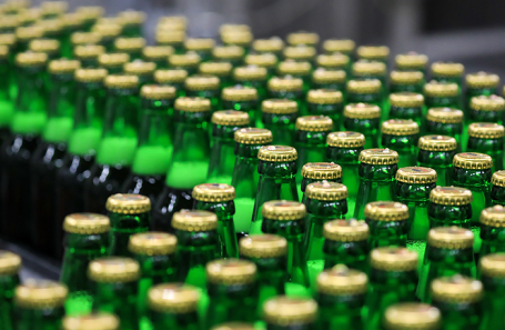 Imported beer and cider bottles