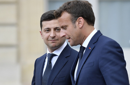 Эммануэль Макрон и Владимир Зеленский.