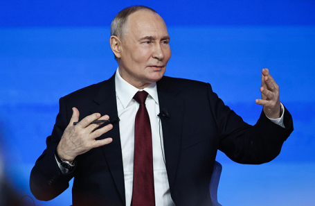 Президент России Владимир Путин во время программы «Итоги года» в Гостином дворе.