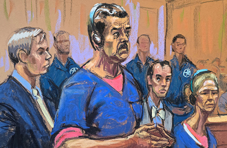 Николас Мадуро и его жена Силия Флорес на слушании.