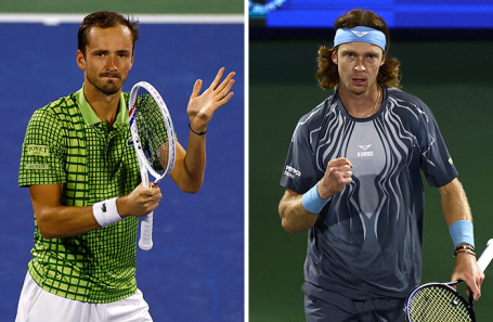 Даниил Медведев и Андрей Рублев (справа).