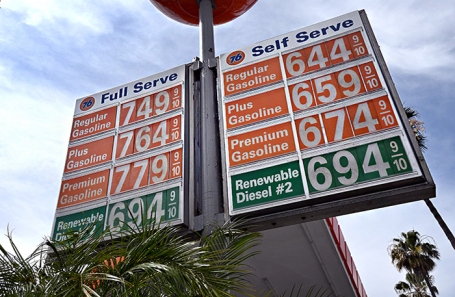 Цены за галлон (около 4 литров) на АЗС в Калифорнии.