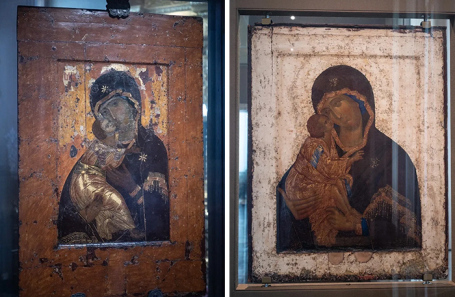 Икона «Богоматерь Владимирская» первой трети XII века и икона «Богоматерь Донская» конца XIV века. 
