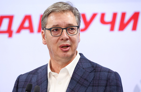Бывший президент Сербии Александр Вучич в штаб-квартире коалиции «Объединенная Сербия».