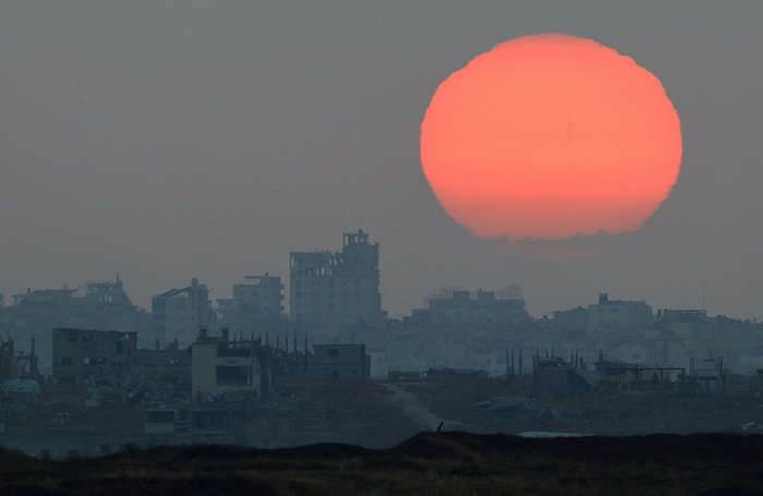 Закат над сектором Газа, вид со стороны Израиля.
