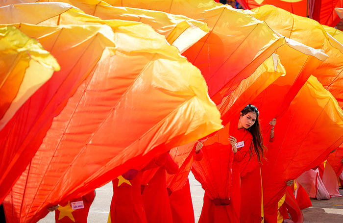 Во время парада в честь 80-й годовщины Дня независимости Вьетнама в Ханое.