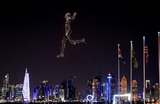 Световое шоу дронов в Дохе в преддверии чемпионата мира по футболу. 