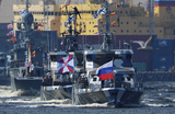Репетиция парада в честь Дня ВМФ в Санкт-Петербурге, Россия.