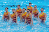 Чемпионат мира по водным видам спорта 2024 года в Дохе. Синхронное плавание, выступает команда Испании.