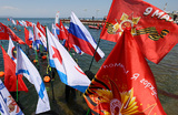 Участники «Победного заплыва» на водной станции Тихоокеанского флота во Владивостоке.