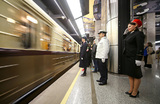 Торжественное открытие парада поездов к 89-летию Московского метрополитена.