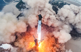 Испытательный пуск ракеты-носителя SpaceX с прототипом корабля Starship недалеко от Браунсвилля, штат Техас, США.